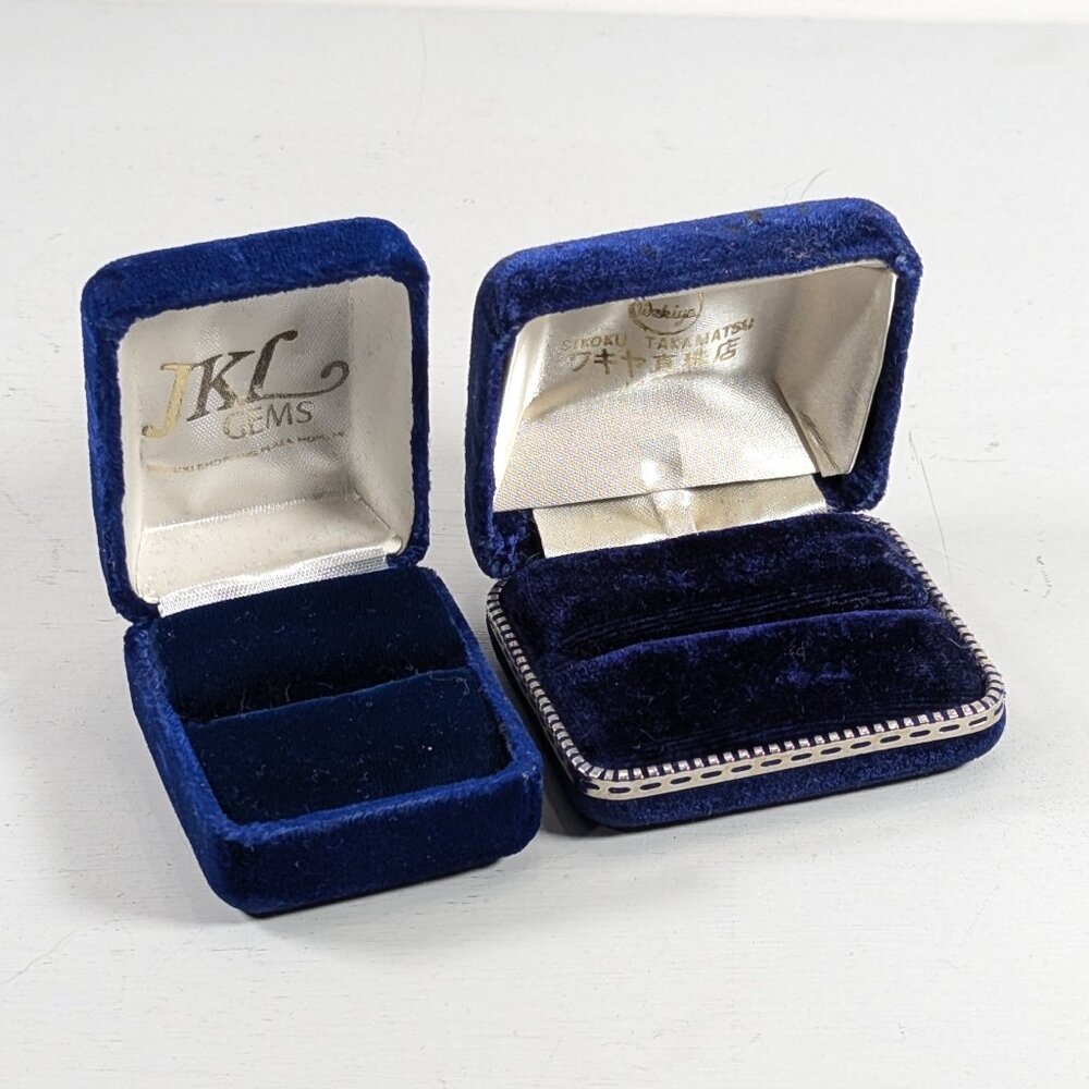 Set of 2 royal blue ring boxes